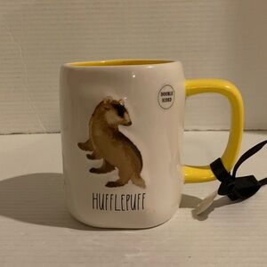 Rae Dunn Harry Potter Double Sided Hufflepuff Mug Yellow Handle and Inside
NEW